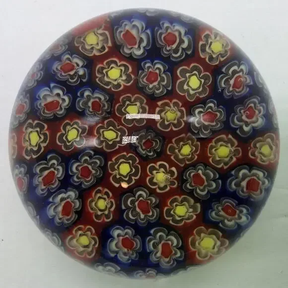 VTG Millefiori Art Glass Flower Paperweight W/Pontil mark - Picture 3 of 4